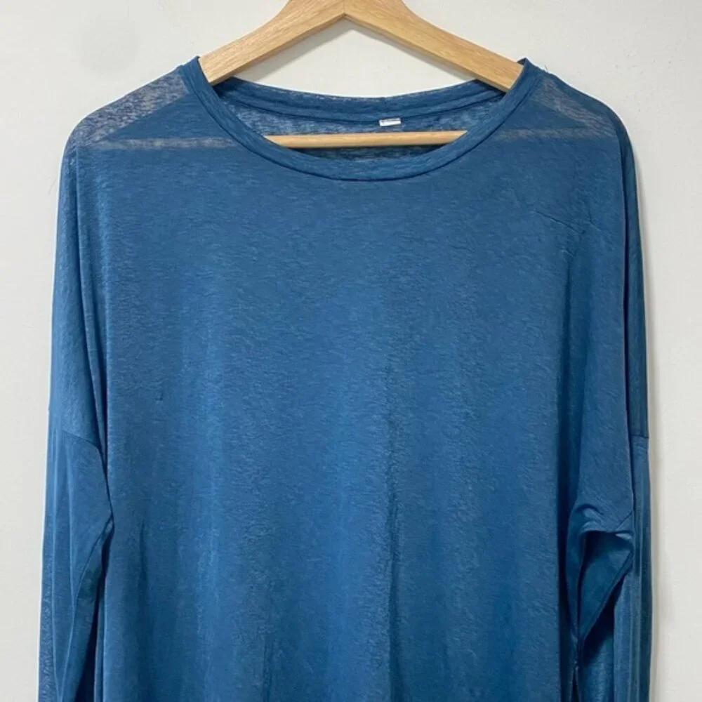 Alo Yoga Arrow Oversized Long Sleeve Tee Teal Blue - Fits M–L